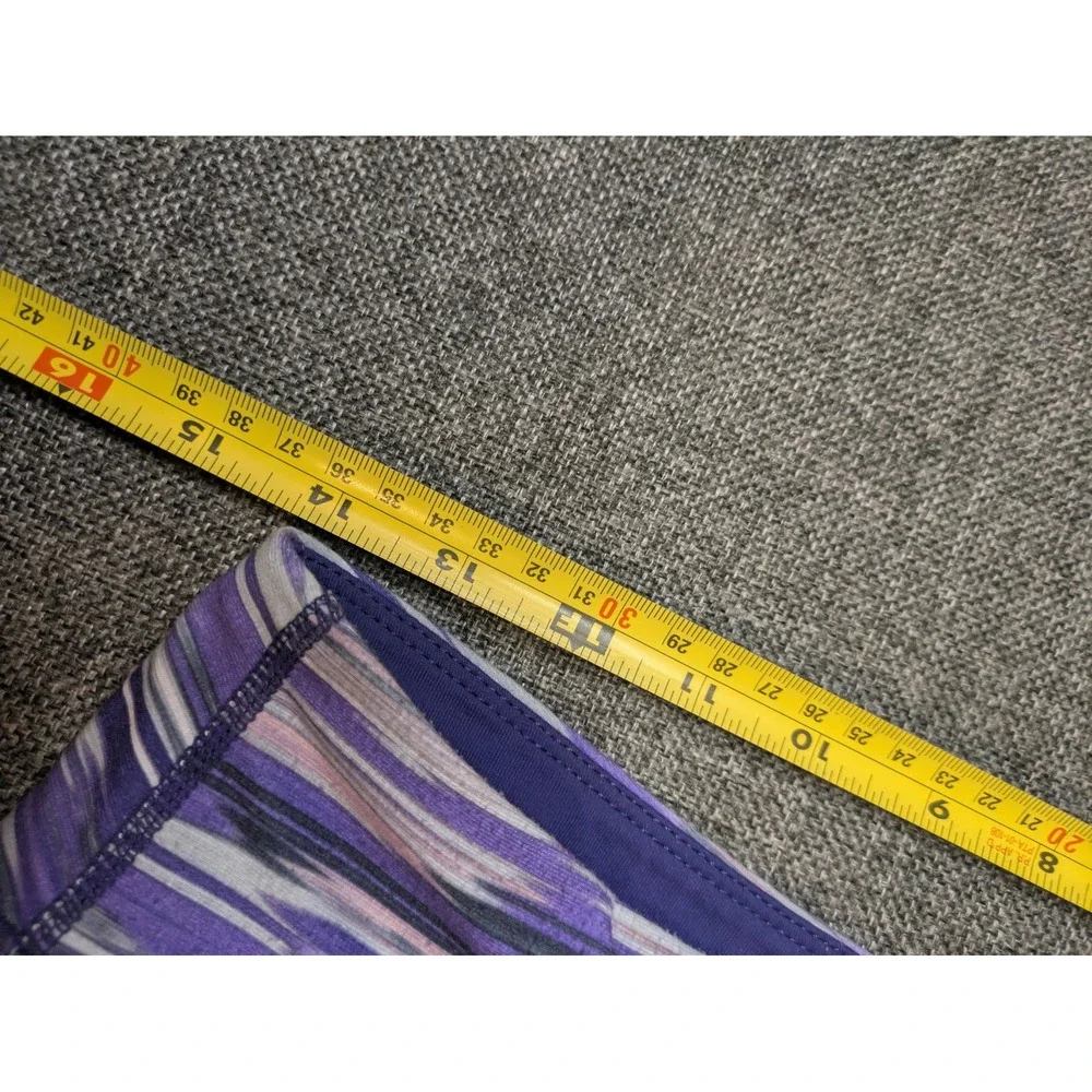 Prana Leggings Women Large Purple  Geometric Yoga Gym Workout Cropped Capri